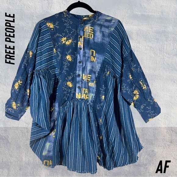 FREE PEOPLE CHARLIE PRINT TUNIC DRESS NWT SMALL FLORAL - Picture 5 of 7